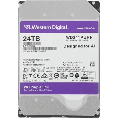 Western Digital Жесткий диск WD Purple PRO 24TB 3.5" 7200RPM 512MB SATA DV AI WD241PURP