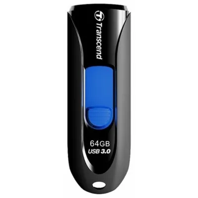 USB накопитель Transcend - JetFlash 790, USB Type A (USB 3.2 Gen 1), 64 ГБ, write speed-28MB/s, read speed-90MB/s, цвет чёрно-синий, TS64GJF790K