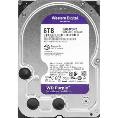 Жесткий диск Western Digital WD64PURZ, 6ТБ, 3.5", SATA, CMR