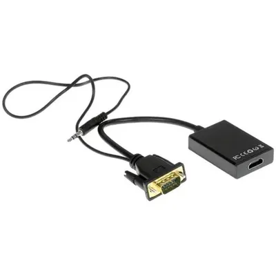 Переходник VGA-HDMI Cablexpert A-VGA-HDMI-01 VGA 15M - HDMI 19F, длина 15см, USB-Jack3.5 аудиовыход