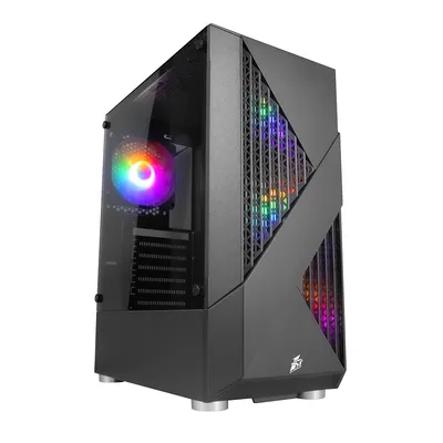 Компьютерный корпус 1STPLAYER FIREROSE F3-A черный ATX, TG 4x120мм LED fans inc. F3-A-BK-4F1
