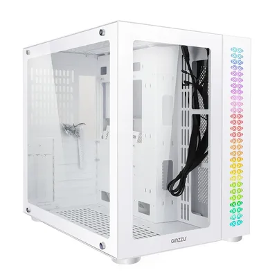 Компьютерный корпус Ginzzu V560 RGb подсветка, закаленное стекло 1хUSB 3.0,1хUSB 2.0, AU белый ATX
