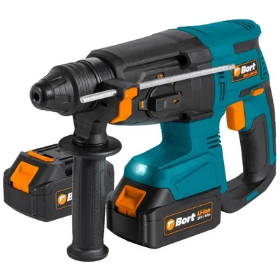 Перфоратор аккумуляторный Bort BHD-20Li-BL (2x4,0А.ч) (93412697) Напряжение аккумуляторной батареи 20 В; Двигатель Бесщеточный двигатель; Энергоемкость аккумуляторной батареи 4 А·ч; Тип аккумуляторной батареи Li-Ion; Скорость холостого хода ...1200 об/мин; "сверление"; "сверление + удар"; "долбление"; Тип патрона SDS+; Энергия удара 2,8 Дж; Частота ударов ...5300 уд/мин; Время зарядки аккумуляторной батареи 1 ч; Диаметр сверления: дерево 30 мм; Диаметр сверления: бетон 26 мм; Диаметр сверления: металл 13 мм; подсветка рабочей зоны; индикатор зарядки; реверс; Вес изделия 3,4 кг; Вес брутто=6,5 (Вес нетто=4,7) кг; 45 x 35,5 x 14,2; набор аксессуаров 5 шт; Бесщеточный мотор, 3 режима работы (сверление, удар+сверление, удар) увеличивают функциональность., Моментальная остановка, Индикатор заряженности аккумулятора; гарантия 2 г