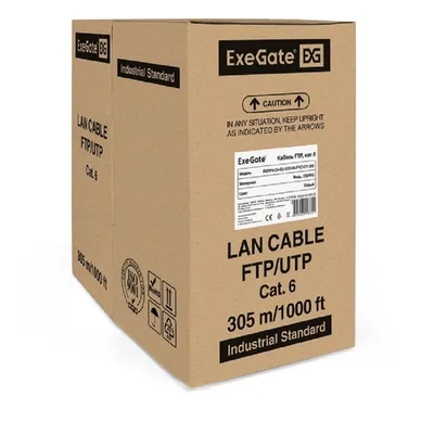 Кабель ExeGate EX281810RUS, FTP Cat.6, 305м, PVC, серый