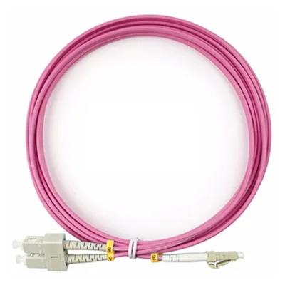FOP-50-OM4-LC-SC-3m Коммутационный шнур оптический Cabeus tight buffer Duplex SC/LC (UPC/UPC) OM4 50/125 LSZH D 3мм 3м цвет: маджента