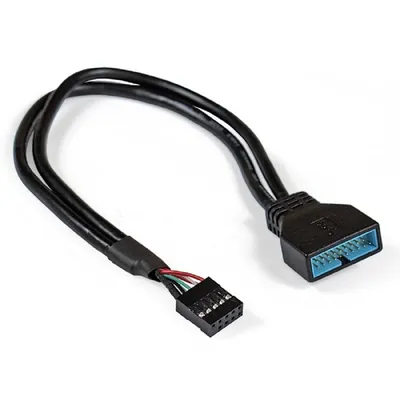 Кабель-переходник (адаптер) USB 2.0 9-pin(f)-USB 3.0 19-pin(M), 30см, черный Exegate EX-CC-U3U2-0.3 (EX284940RUS)