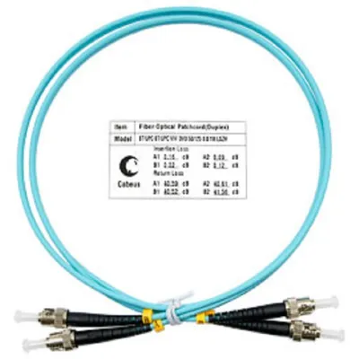 Оптический патч-корд Cabeus, многомодовый, ST/UPC - ST/UPC, ST(UPC) - ST(UPC), 50/125 мкм, LSZH, голубой, 1 м, FOP-50-ST-ST-1m