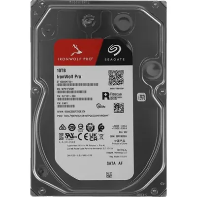 Диск HDD Seagate - IronWolf Pro, для системы хранения, SATA, 6 Гб/с, 3.5", 10 ТБ, 7200 rpm, 256MB, ST10000NT001