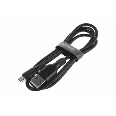 PERFEO Кабель USB A вилка - C вилка, 2.4A, черный, силикон, длина 1 м., ELASTIC (U4718)