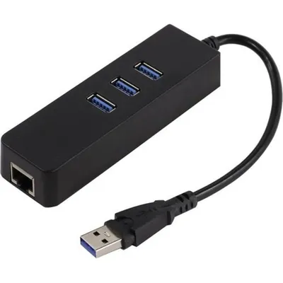 KS-is Сетевой адаптер USB KS-is KS-405 с хабом USB 3.0 на 3 порта 3.0 - RJ45 10/100/1000 Мбит/сек