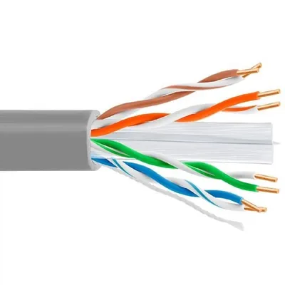 Кабель витая пара UTP 5bites US6575-305A, бухта 305м, Cat.6, 4 пары, одножильный, 23awg, 4X2X1/0.50, CCA/PVC/BLUE