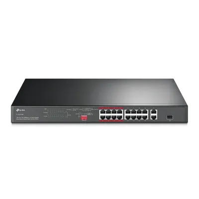 TP-Link TL-SL1218P Коммутатор с 16 портами PoE+ 10/100 Мбит/с, гигабитным портом RJ45 и комбинированным портом RJ45/SFP