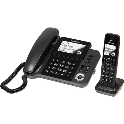 KX-TGF310RUM - Радиотелефон PANASONIC KX-TGF310 (RUM), 3,4-дюймовый большой наклонный дисплей на базовом блоке, функция резервного питания, специальная кнопка блокировки звонков на базовом блоке, Черный металлик