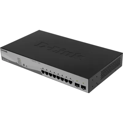 Коммутатор D-Link SMB DGS-1210-10MP/F3A, L2, 8×1GbE PoE, 2×SFP, PoE-бюджет 130 Вт