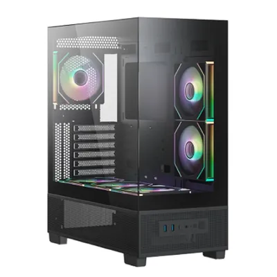 XASTRA Корпус Q500 6ARGB-C10-UC Black ATX/Aquarium/Screewless/ 6x120mm ARGB PWM FM fans/Argb+PWM HUB 10port/ Type-C/ Q500-6FM12A-C10-UC