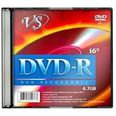 Диск VS DVD+R 4,7Gb 16x, Slim Case (5шт) (VSDVDRSL501)