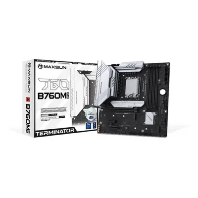 MAXSUN MS-Terminator B760M D5 WiFi V1/V2 (Socket 1700, mATX, 4*DDR5, DP/HDMI, 4xSATA3, 3*M.2,xPCI-E x16 /1xPCI-E x1, 6*USB 2.0, 2*USB 3.2 Gen1, LAN 1*2.5G, Bluetooth, Wi-Fi 802.11ax, RTL)