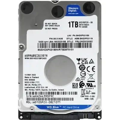 Жесткий диск Western Digital HDD 2.5" SATA-III  1000GB Blue WD10SPZX  5400RPM  128Mb buffer 7mm, 1 year