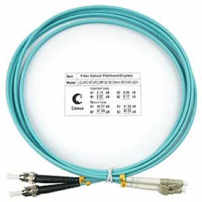 Оптический патч-корд duplex LC-ST 50/125 MM Cabeus FOP-50-LC-ST-2m 2 метра бирюзовый LSZH