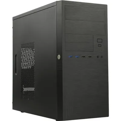 PowerMan ES555BK PM-450ATX U3*2+TypeC*2+2*combo Audio; intrusion switch; power button lock; Extra 2xHDD cage; plastic screwless parts [6188250]