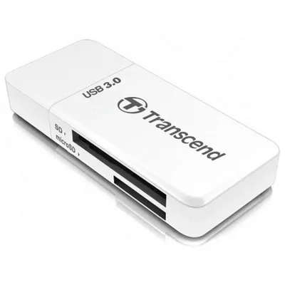 Transcend USB 3.1 кард-ридер RDF5 для карт памяти SD/microSD с поддержкой UHS-I, белый