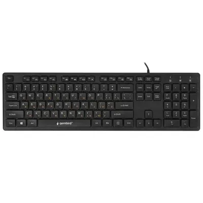 <092189> Клавиатура проводная Gembird KB-8360U (USB HUB на 2 порта, оранжевая кириллица, кабель 1.5м) черный [KB-8360U]