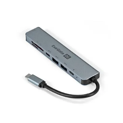 Док-станция ExeGate EX293983RUS, USB-C→2×USB3.0+Card Reader+HDMI+PD 100W