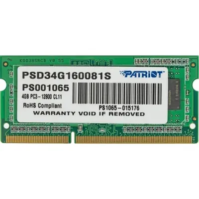 Оперативная память Patriot PSD34G160081S, 4GB, DDR3, 1600MHz