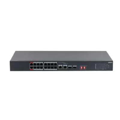 Коммутатор Dahua DH-S3218-16ET-240, 16×100Мб PoE, 2×Combo 1GbE, PoE 240Вт