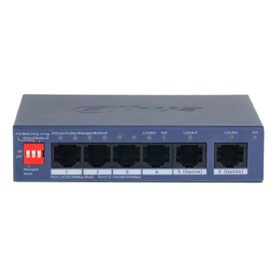 Коммутатор Dahua DH-CS4006-4ET2GT-36, управляемый, 4×100Мбит/с PoE/PoE+, 2×1GbE uplink, PoE 40W