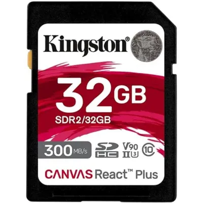 SecureDigital 32GB Kingston SDHC, UHS-I Class U3 V90, чтение: 300Мб/с, запись: 260Мб/с <SDR2/32GB>