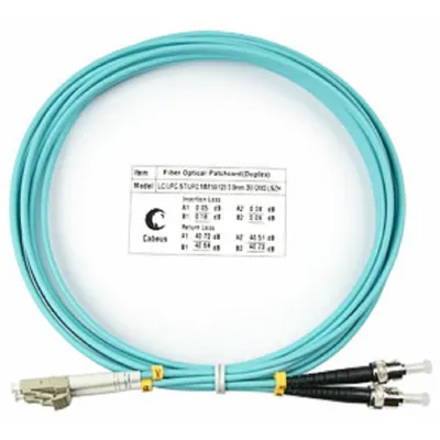 Оптический патч-корд Cabeus, многомодовый, LC/UPC - ST/UPC, LC(UPC) - ST(UPC), 50/125 мкм, LSZH, голубой, 3 м, FOP-50-LC-ST-3m
