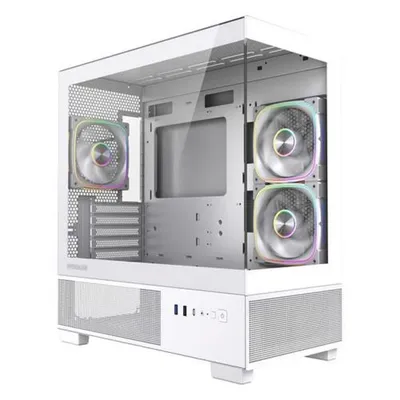 Powercase Корпус Vision Micro S4W, Tempered Glass, Type-C, 3x 120mm ARGB PWM Fan, ARGB+PWM HUB, белый, mATX  (CVMMSHW-A3)