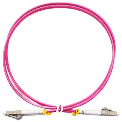 FOP-50-OM4-LC-LC-1m Коммутационный шнур оптический Cabeus tight buffer Duplex LC/LC (UPC/UPC) OM4 50/125 LSZH D 3мм 1м цвет: маджента