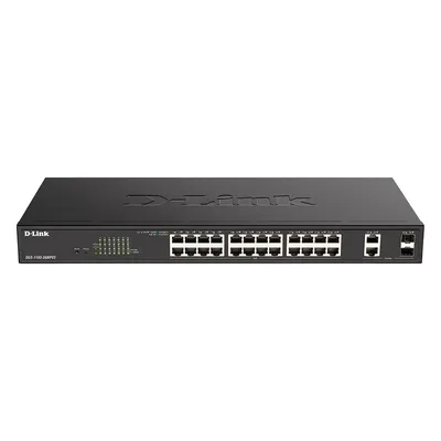 Коммутатор D-Link SMB DGS-1100-26MPV2/A3A, L2, 24×1GbE PoE, 2 комбо, PoE-бюджет 370 Вт