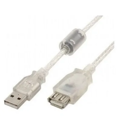 Кабель USB 2.0 AM-AF 0.75м Gembird CCF-USB2-AMAF-TR-0.75M круглый прозрачный экранированный с 2 ферритовыми кольцами