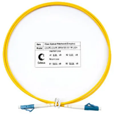 FOP(s)-9-LC-LC-1,5m Коммутационный шнур оптический Cabeus tight buffer Simplex LC/LC (UPC/UPC) OS2 9/125 LSZH D 3мм 15м цвет: жёлтый (FOP(s)-9-LC-LC-15m)