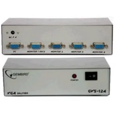 <004154> Разветвитель видеосигнала 4 port VGA (1in-->4out, 1440x1280, блок питания) Gembird GVS-124 [GVS124]