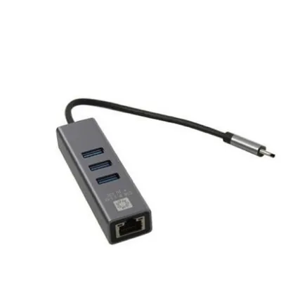 Адаптер USB-AM - 3xUSB-A + RJ-45 0 м 5bites UA3C-45-12BK серый, алюминиевый, Gigabit Ethernet 1G
