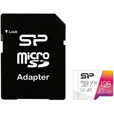 SP128GBSTXBV1V20SP - SILICON POWER Elite Colorful  128GB microSD,  V10, U1, A1  Read speeds up to 100 MB/s  with adapter