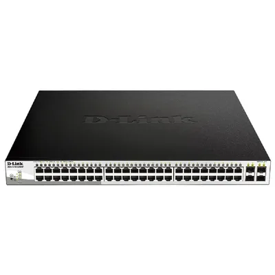 D-Link DGS-1210-52MPP/E2A PROJ Настраиваемый L2 коммутатор с 48 портами 10/100/1000Base-T и 4 портами 1000Base-X SFP (порты 1-48 PoE 802.3af/at, PoE-бюджет 740 Вт)