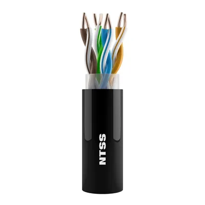 NTSS Кабель витая пара NTSS U/UTP 5e 4 пары одножильный 24AWG медь 305м внешний PE черный NTSS-OUT-UTP4-5e-PE-BL