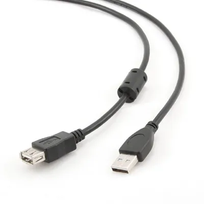 Bion Кабель удлинительный USB 2.0 AM/AF, позолоченные контакты, ферритовые кольца, 1.8 м, черный [BXP-CCF-USB2-AMAF-018]