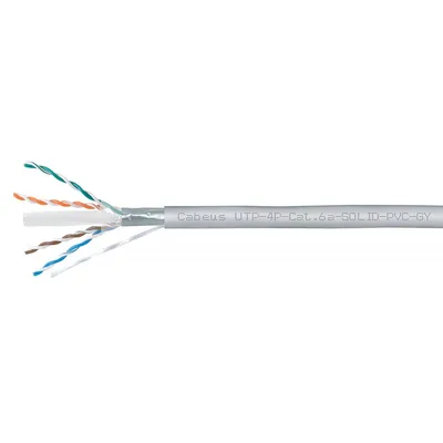 Cabeus UTP-4P-Cat.6a-SOLID-PVC-GY Кабель витая пара UTP (U/UTP), категория 6A, 4 пары (23 AWG), одножильный, PVC нг(А)-LS, серый (305 м) 305м