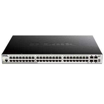 D-Link DGS-1510-52XMP/A2A PROJ Управляемый L2+ стекируемый коммутатор с 48 портами 10/100/1000Base-T и 4 портами 10GBase-X SFP+ (48 портов PoE 802.3af/at, PoE-бюджет 370 Вт; 740 Вт с DPS-700)