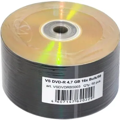 Диск DVD-R VS 4.7 Gb, 16x, Bulk (50), (50/600) VSDVDRB5003