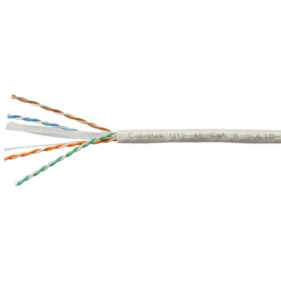 UTP-4P-Cat.6-SOLID-LSZH-GY Кабель витая пара Cabeus UTP 4 пар. кат. 6 одножильный D 057 AWG23 LSZH нг(A)-HF 1м (бухта 305м) внутренний цвет: серый