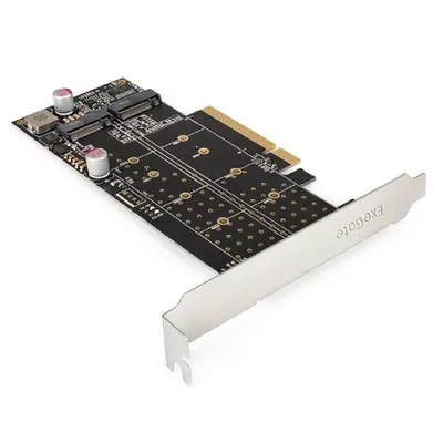 Exegate EX298298RUS Переходник ExeGate EXE-597E2 (2 x M.2 M key -> PCI-E x8 v3.0, для установки двух SSD M.2 2230/2242/2260/2280/22110 M key NGFF в слот PCI-E, материнская плата должна быть c функцией