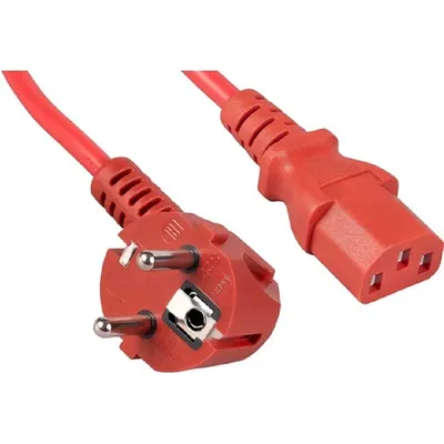 Кабель питания системного блока Cabeus PC-186-VDE-1.8M-RD (Schuko+C13) (3x0.75), красный, 1.8м