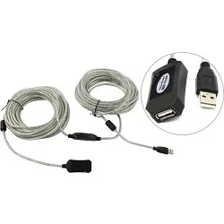 Кабель-адаптер AOPEN ACU823-20M, USB 2.0 активный удлинитель, 20 м